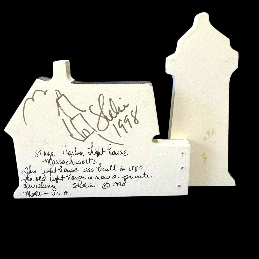 Stage Harbor Lighthouse, Massachusetts 1990 Shelia's‎ Shelf Sitter SIGNED